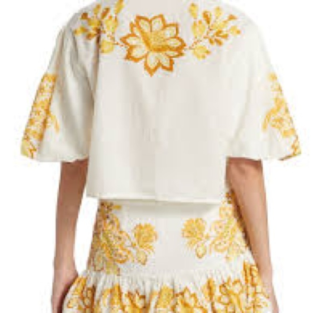 Farm Rio Aura Floral Ruffled Cotton Miniskirt - Picture 5 of 5